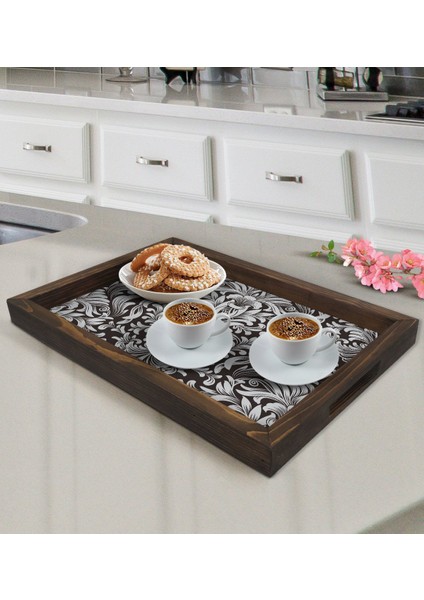 Gift Retro Motif Tasarımlı Doğal Ahşap Tepsi-6 fiyatları