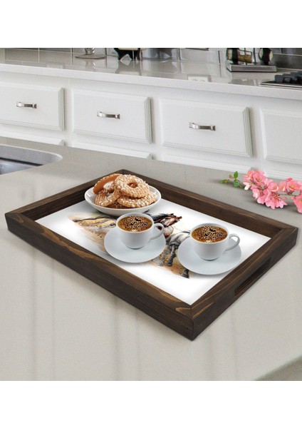 Gift Atlar Tasarımlı Doğal Ahşap Tepsi-1 fiyatları