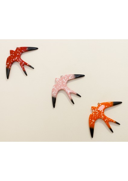 Antioch Artdesign Üçlü Kırlangıç Duvar Süsü Üçlü Kuş Bahçe Balkon Süsü Ev Dekor Hediyelik Eşya