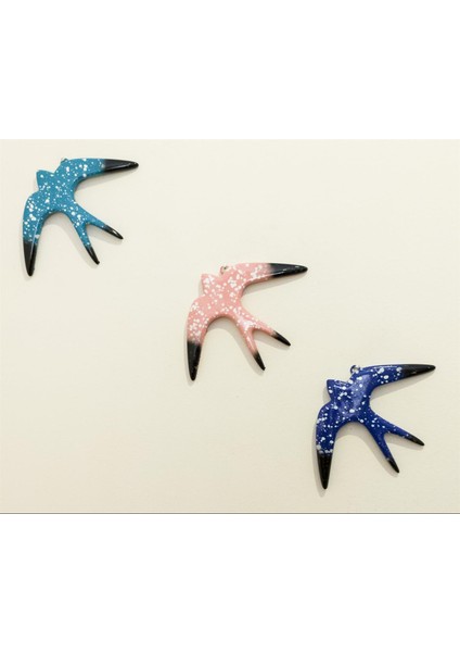 Antioch Artdesign Üçlü Kırlangıç Duvar Süsü Üçlü Kuş Bahçe Balkon Süsü Ev Dekor Hediyelik Eşya