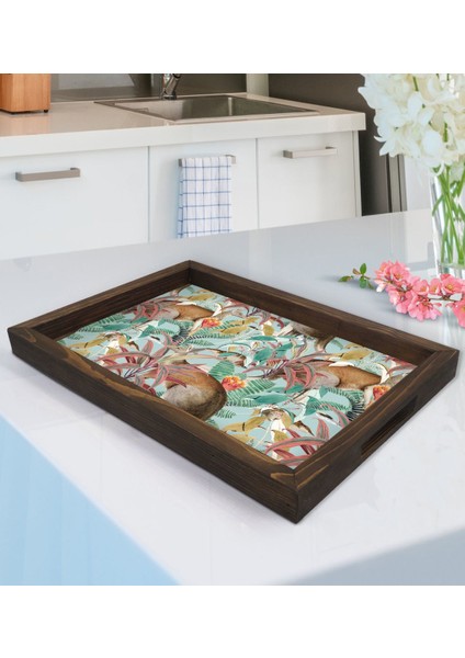 Gift Kanguru Tasarımlı Doğal Ahşap Tepsi-1