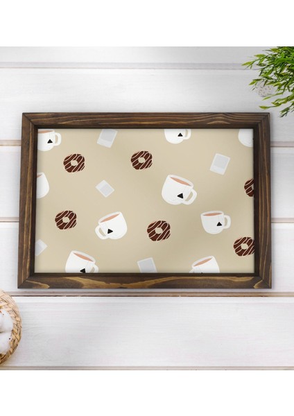 Gift Donut ve Kahve Tasarımlı Doğal Ahşap Tepsi-1 modelleri