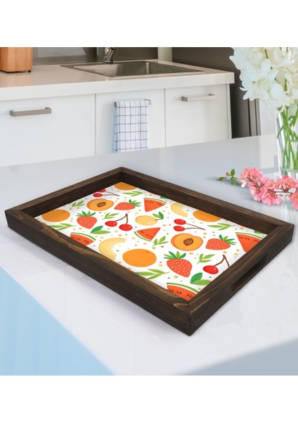 Gift Meyveler Tasarımlı Doğal Ahşap Tepsi-3