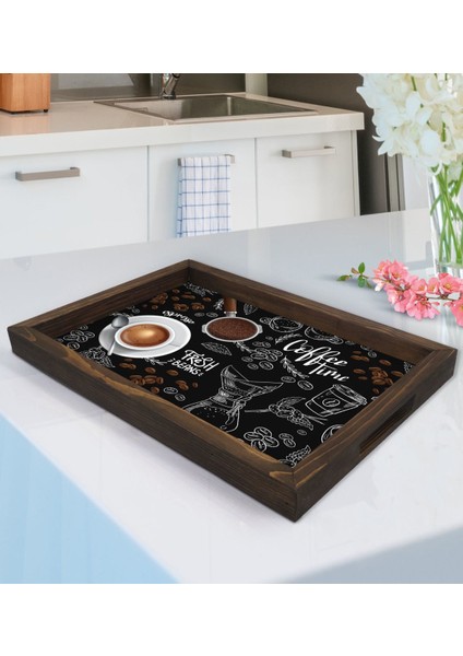 Gift Coffee Tasarımlı Doğal Ahşap Tepsi-4