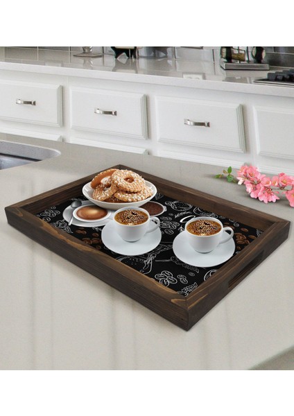 Gift Coffee Tasarımlı Doğal Ahşap Tepsi-4 fiyatları