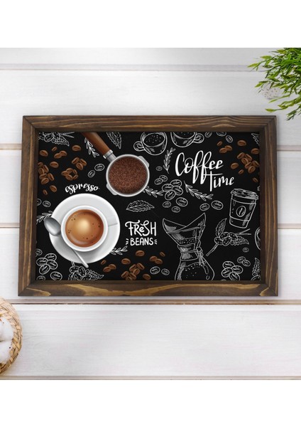 Gift Coffee Tasarımlı Doğal Ahşap Tepsi-4 modelleri