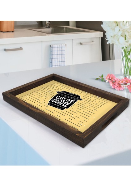 Gift Coffee Tasarımlı Doğal Ahşap Tepsi-1