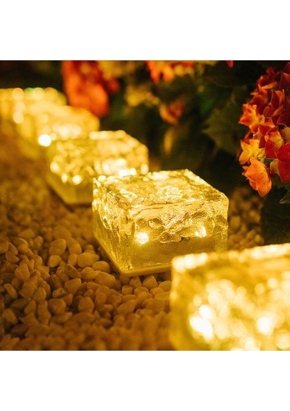 Solar 4 Ledli Buz Cam Güneş Enerjili Zemin Dekoratif Bahçe Aydınlatma fiyatları