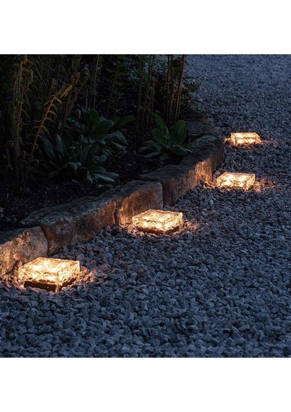 Solar 4 Ledli Buz Cam Güneş Enerjili Zemin Dekoratif Bahçe Aydınlatma modelleri