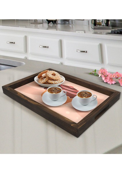 Gift Cupcake Tasarımlı Doğal Ahşap Tepsi-1 fiyatları