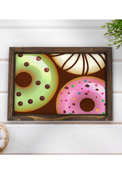 Gift Donut Tasarımlı Doğal Ahşap Tepsi-1 modelleri