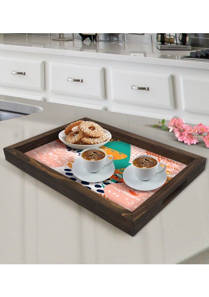 Gift Modern Art Tasarımlı Doğal Ahşap Tepsi-1 fiyatları