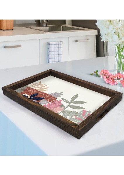 Gift Kaplan Tasarımlı Doğal Ahşap Tepsi-1