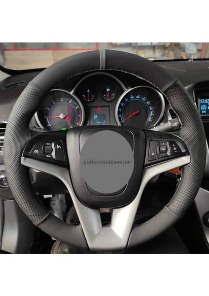 Chevrolet Camaro Alkantra-Karbon Yüzük Direksiyon Kılıf Gri Ipli