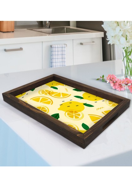 Gift Limon Tasarımlı Doğal Ahşap Tepsi-1