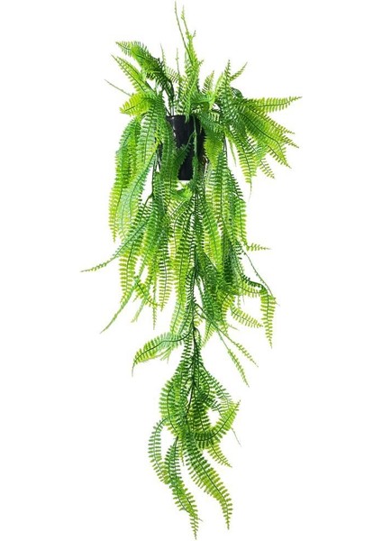 Yapay Çiçek Siyah Saksıda Sarkan Çiçek Boston Fern