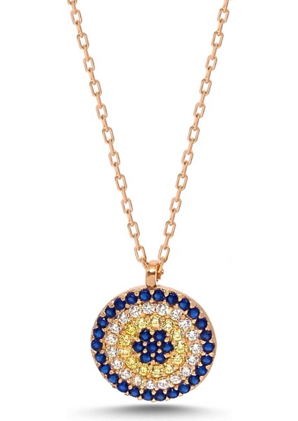 Kadın Nazar Işlemeli Sosyete Gözü 925 Ayar Gümüş Kolye