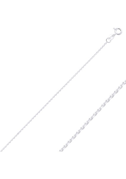 30 Mikron Traşlı Forse Gümüş Zincir - 50 cm