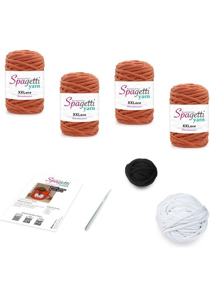 Spagettiyarn Kaplan Model Büyük Sepet Kiti (Turuncu)