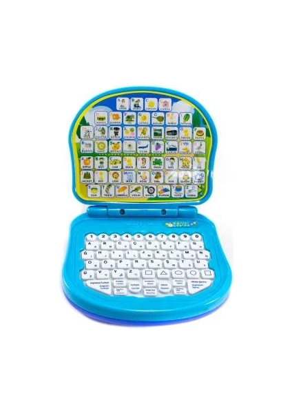 Oyuncak Mini Laptop Melek Laptop Türkçe Ingilizce Eğitici Mavi 21 cm