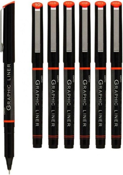 Graphic Liner Metal Iğne Uçlu Rapido Çizim Kalemi 6 'lı Set