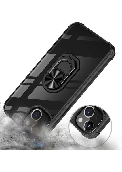 iPhone 13 Kılıf Yüzük Tutuculu Standlı Freez Siyah modelleri