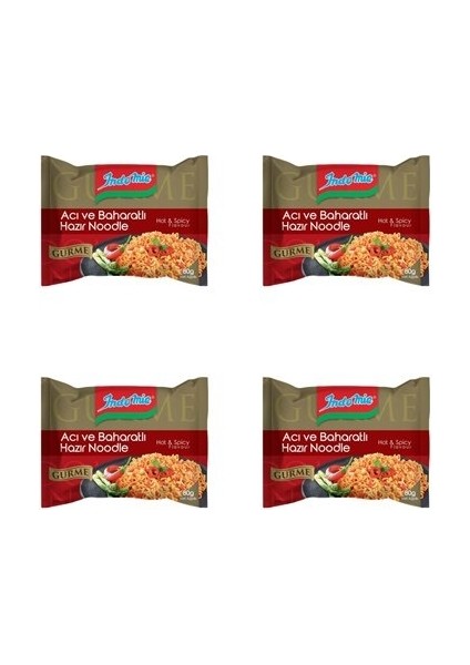 Gurme Acı ve Baharatlı Hazır Noodle 4 x 80 gr