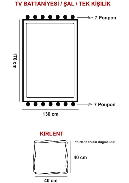 Ponponlu Triko Tv Battaniyesi ve Kırlent Seti Antrasit