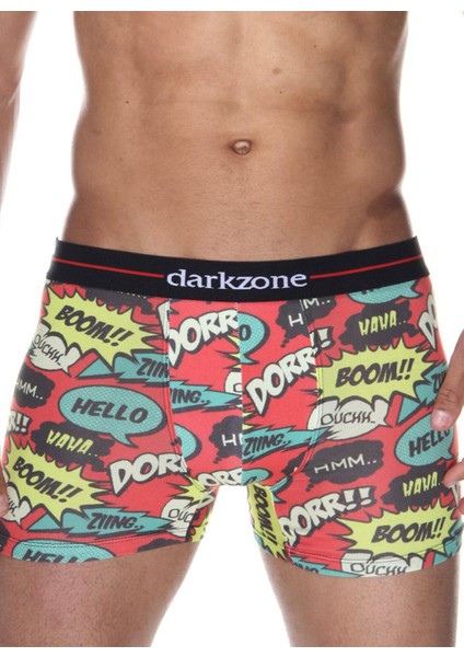 Kırmızı Dijital Baskı Desenli Erkek Boxer