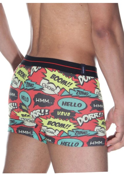 Kırmızı Dijital Baskı Desenli Erkek Boxer