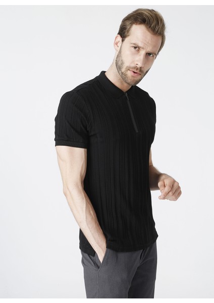 Basic Siyah Erkek Polo T-Shirt- DAX