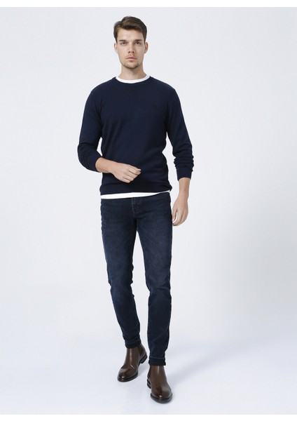 Bisiklet Yaka Lacivert Erkek Kazak modelleri