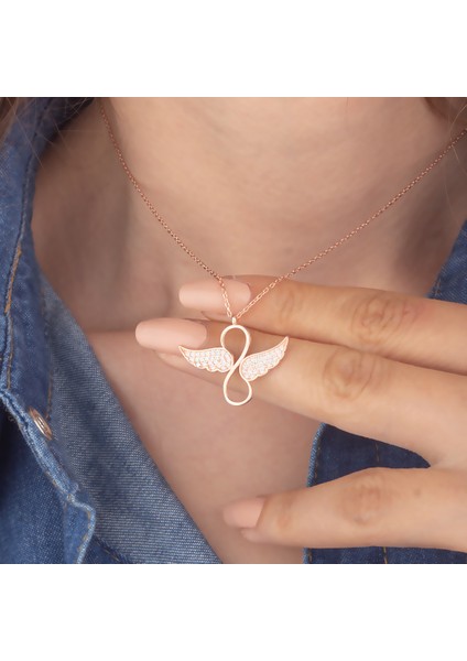 925 Ayar Gümüş Kanatlı Sonsuzluk Kolye