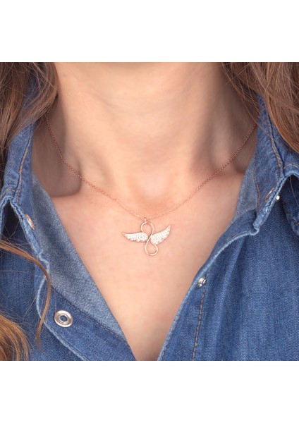 925 Ayar Gümüş Kanatlı Sonsuzluk Kolye modelleri