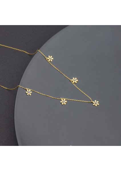 925 Ayar Gümüş Beşli Nazarlı Çiçek Kolye fiyatları