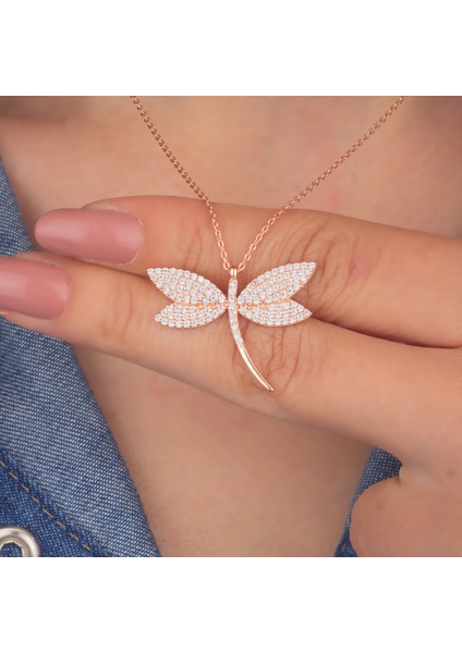 925 Ayar Gümüş Zirkon Taşlı Yusufçuk Kolye