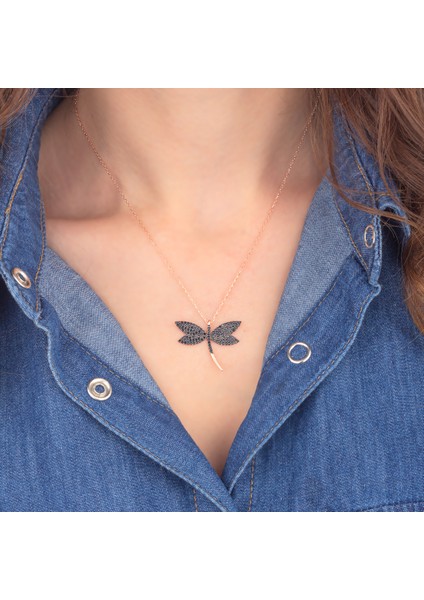 925 Ayar Gümüş Oniks Taşlı Yusufçuk Kolye modelleri