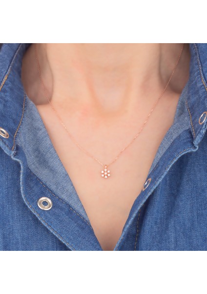 925 Ayar Gümüş Zirkon Taşlı Papatya Kolye modelleri