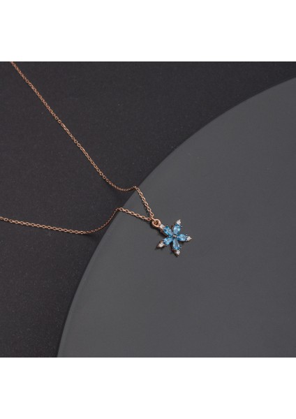 925 Ayar Gümüş Aquamarine Taşlı Hediye Çiçek Kolye fiyatları