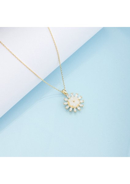 925 Ayar Gümüş Tohum Taşı Çerçeveli Çiçek Kolye fiyatları