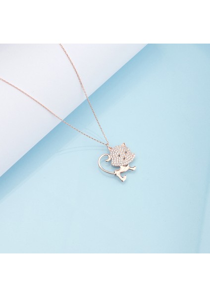 925 Ayar Gümüş Zirkon Taşlı Kedi Kolye fiyatları