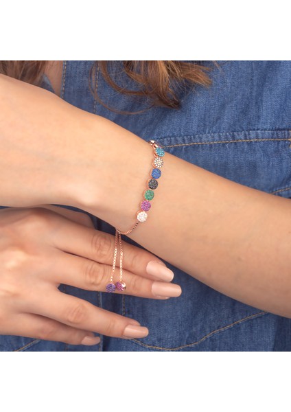 925 Ayar Gümüş Mix Taşlı Asansörlü Bileklik modelleri