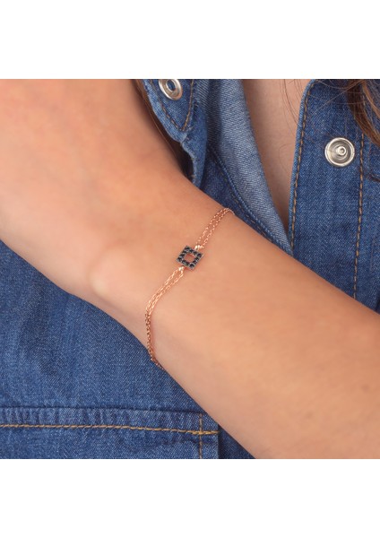 925 Ayar Gümüş Oniks Taşlı Kare Bileklik modelleri