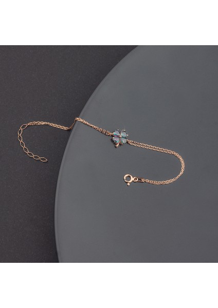 925 Ayar Gümüş Mistik Topaz Taşlı Yonca Bileklik fiyatları