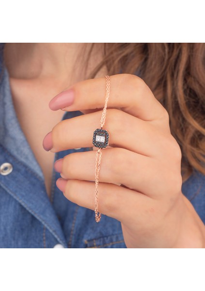 925 Ayar Gümüş Oniks Taşlı Trapez Bileklik