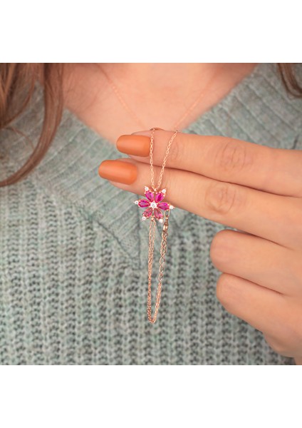 925 Ayar Gümüş Yakut Taşlı Nergis Çiçeği Bileklik