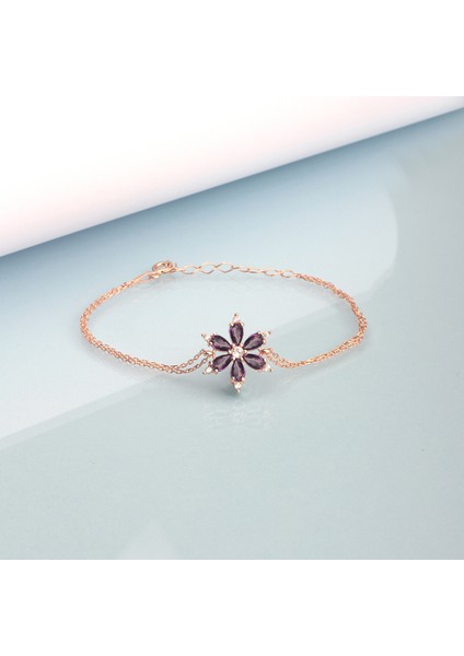 925 Ayar Gümüş Ametist Taşlı Nergis Çiçeği Bileklik fiyatları