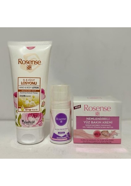 Nemlendirici Yüz Bakım Krem Seti(Rosense Losyon, Bayanroll-On Kuru/hassas Nemlendirici Krem)