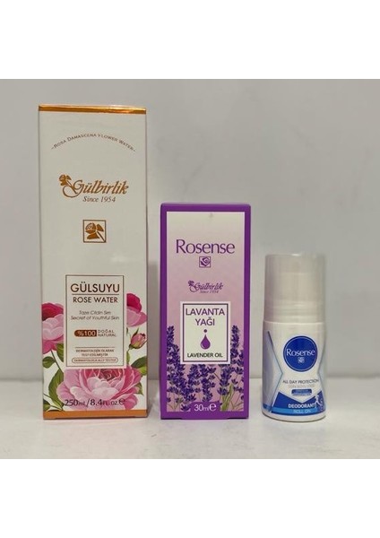 Gülsuyu 250 ml Bakım Seti( Gülsuyu, Bay Roll-On Lavanta Yağı )