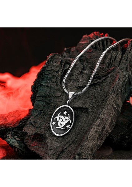 Teşkilat-I Mahsusa Oval Kasa 925 Ayar Gümüş Erkek Kolye